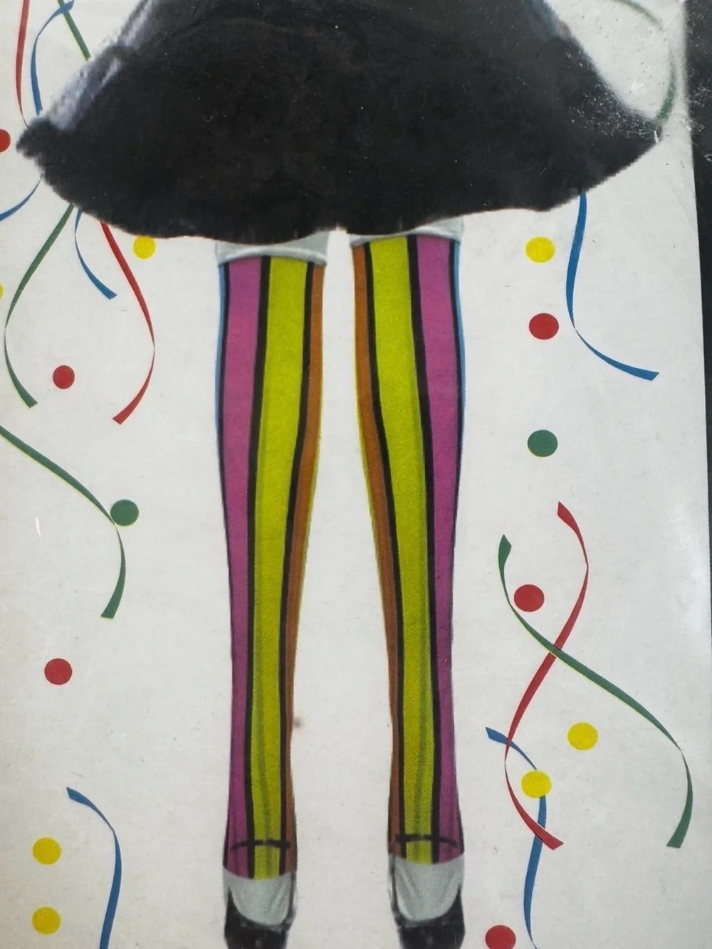 Thigh-High Striped Party Stockings - Yellow, Blue, Pink